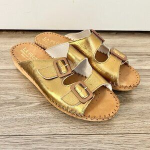 La Plume Jen Gold Metallic Buckle Sandal EU Size 39 BRAND NEW